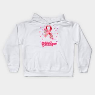 We are Stronger Than Cancer, Breast Cancer Awareness Month, In October We wear Pink Ribbon Kids Hoodie